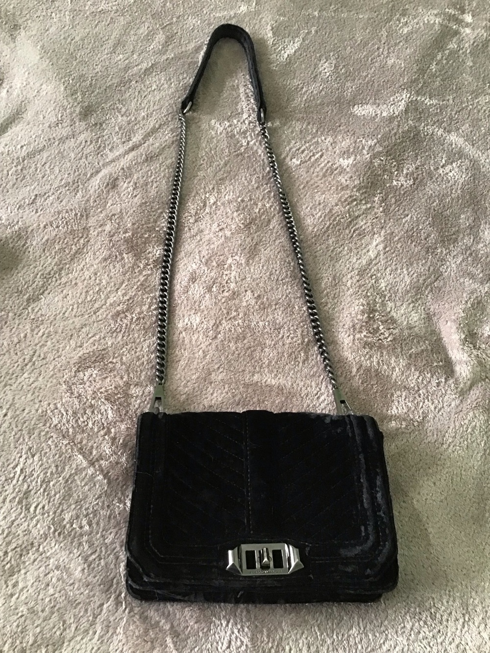 Rebecca Minkoff Black Velvet Chain-Shoulder Crossbody Bag
